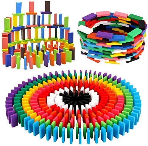 Domino Blocks Children Color Sort Kids Early Educational Wooden Bright Dominoes Games Toys For Children Gift